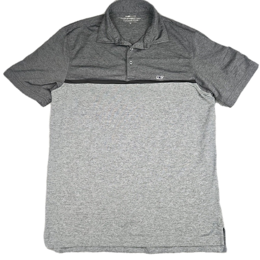 Vineyard Vines "On The Go Sankaty" Polo Shirt Men's Medium Gray Performance Golf